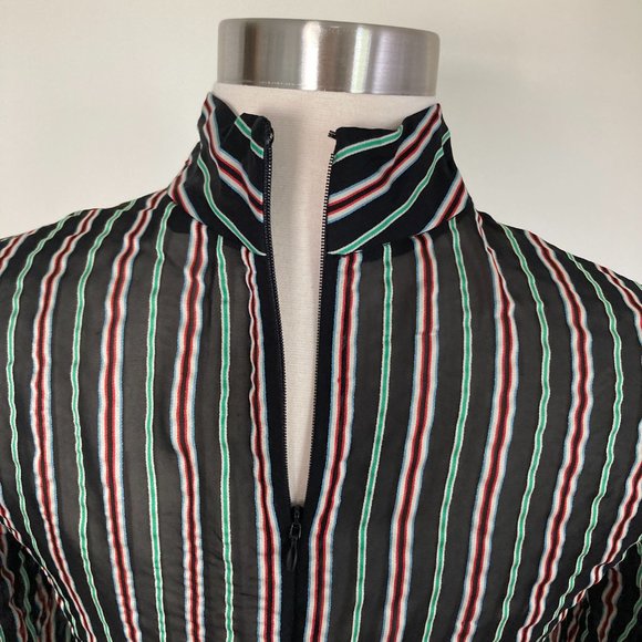 &Other Stories Sheer Chevron Stripe Top, Black/Stripe, 34/XS - Picture 12 of 13